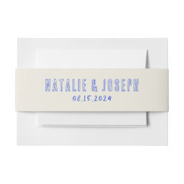 Handgeschriebenes Blue Bold Retro Quirky Wedding Einladungsbanderole