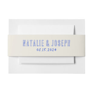 Handgeschriebenes Blue Bold Retro Quirky Wedding Einladungsbanderole