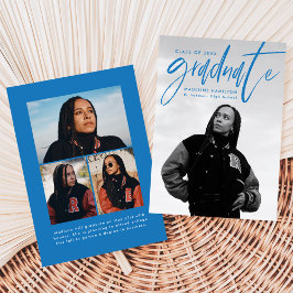 Handgeschriebenes Blue Brush Script 4 Foto Abschlu Ankündigung