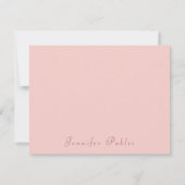 Handgeschriebenes Blush Pink Modernes Template Ele Mitteilungskarte (Rückseite)