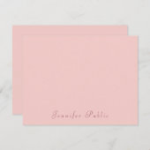 Handgeschriebenes Blush Pink Modernes Template Ele Mitteilungskarte (Vorne/Hinten)