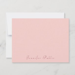 Handgeschriebenes Blush Pink Modernes Template Ele Mitteilungskarte