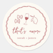 Handgeschriebenes Brautparty "That's Amore" Runder Aufkleber (Vorderseite)