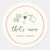 Handgeschriebenes Brautparty "That's Amore" Runder Aufkleber (Vorderseite)