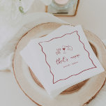 Handgeschriebenes Brautparty "That's Amore" Serviette<br><div class="desc">Dieses wunderschöne inspirierte Brautparty-Design mit handgeschriebenen Stil kursiven Schriften mit einem wellenförmigen Schleifenband in Tomatenrot. Handgezeichnete Illustrationen von Krawatte-Pasta,  Wein und einer sizilianischen Zitrone ergänzen das Design für einen Sommer Amalfi Küste Look. Diese eleganten Servietten aus dem mediterranen Brautparty sind mit handgeschriebenen Schriftzeichen mit den Namen der beiden darunter.</div>