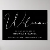 Handgeschriebenes Calligraphy Black Wedding Sign Poster (Vorne)