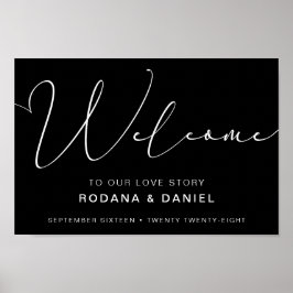 Handgeschriebenes Calligraphy Black Wedding Sign Poster