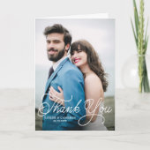 Handgeschriebenes Calligraphy Foto Wedding Vielen Dankeskarte (Vorderseite)