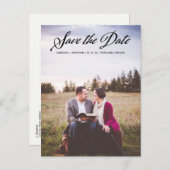 Handgeschriebenes Calligraphy Script-Foto Save the Ankündigungspostkarte (Vorne/Hinten)