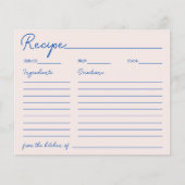 Handgeschriebenes Chic Blue Rezept für die Braut (Vorderseite)