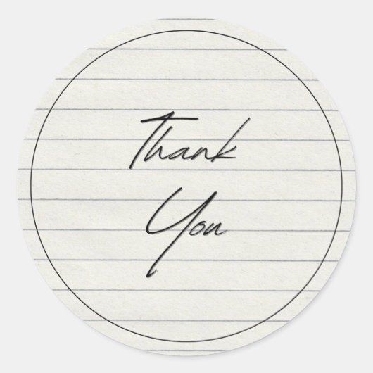 Handgeschriebenes Dankeschön an das Linedpapier Runder Aufkleber (Vorderseite)