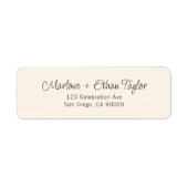 Handgeschriebenes Ecru-Rücksendeadresse-Etikett (Vorne)