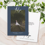 Handgeschriebenes einfaches Foto Dusty Navy Blue Dankeskarte<br><div class="desc">Vielen Dank an Ihre Gäste mit diesem modernen Foto danke Ihnen Karten mit handgeschriebenem "danke".</div>