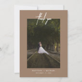 Handgeschriebenes einfaches Foto Tan Dankeskarte (Vorderseite)