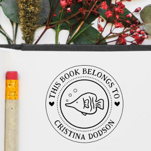 Handgeschriebenes einfaches tropisches Fisch-Buch Permastempel