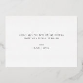 Handgeschriebenes, einzigartiges Foto Hochzeit Spe Folieneinladung (Rückseite)