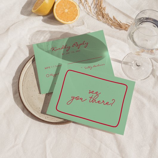 Handgeschriebenes farbiges Retro Fett Einzigartige RSVP Karte