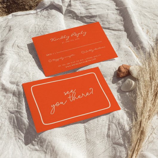 Handgeschriebenes farbiges Retro Fett Einzigartige RSVP Karte