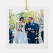 Handgeschriebenes First Christmas Verheiratet Arch Keramikornament (Rückseite)