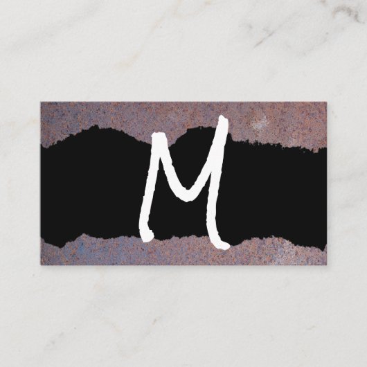 Handgeschriebenes Formatmonogramm | Metallrosttorn Visitenkarte (Vorderseite)
