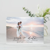 Handgeschriebenes Foto Modernes Schwarz Save the D Date (Stehend Vorderseite)