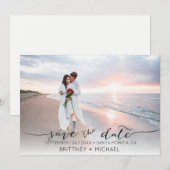 Handgeschriebenes Foto Modernes Schwarz Save the D Date (Vorne/Hinten)