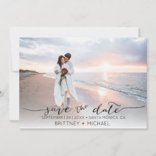 Handgeschriebenes Foto Modernes Schwarz Save the D Date