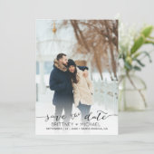 Handgeschriebenes Foto Modernes Schwarz Save the D Date (Stehend Vorderseite)