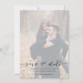 Handgeschriebenes Foto Modernes Schwarz Save the D Date (Rückseite)