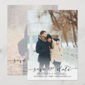 Handgeschriebenes Foto Modernes Schwarz Save the D Date (Vorne/Hinten)