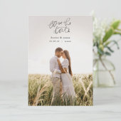 Handgeschriebenes Foto Save the Date Einladung (Stehend Vorderseite)