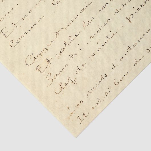 Handgeschriebenes französisches Skript Seidenpapier (Ausschnitt)