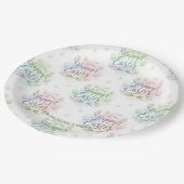 Handgeschriebenes Frohe Ostern Aquarell Pappteller (Schrägansicht)