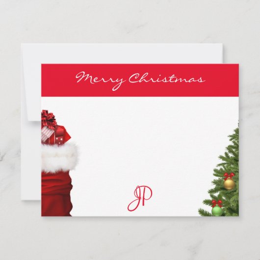 Handgeschriebenes, frohe Weihnachts-Text-Monogramm Mitteilungskarte (Vorderseite)