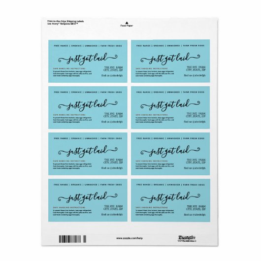 Handgeschriebenes Funny Chicken Egg Etikett (Vorne)