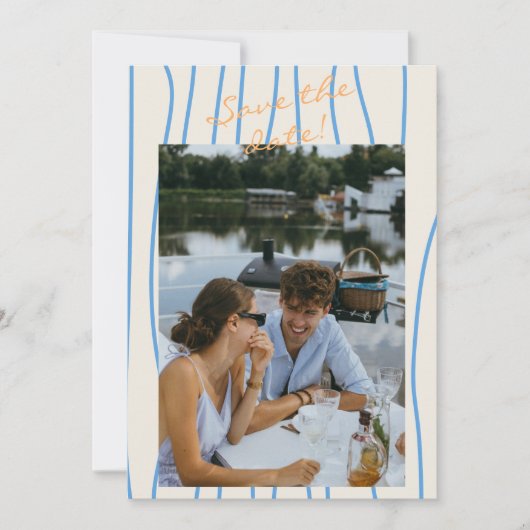 Handgeschriebenes, gemalt Retro Whimsical Foto Hoc Save The Date (Vorderseite)