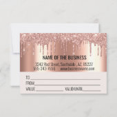 Handgeschriebenes Geschenkzertifikat Glitzer Rose (Rückseite)