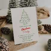 Handgeschriebenes Gezeichnet Red Green Christmas T Einladung