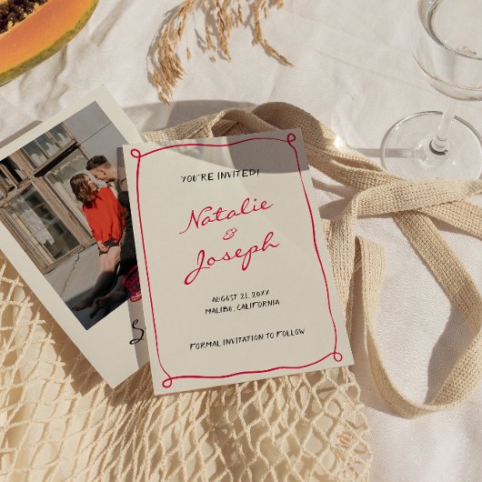 Handgeschriebenes, Gezeichnet Retro Whimsical Foto Save The Date