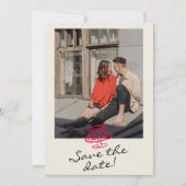 Handgeschriebenes, Gezeichnet Retro Whimsical Foto Save The Date (Vorderseite)