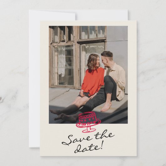 Handgeschriebenes, Gezeichnet Retro Whimsical Foto Save The Date (Vorderseite)