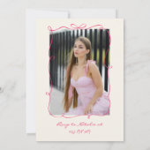 Handgeschriebenes Gezeichnet Rosa Brunch Geburtsta Einladung (Rückseite)