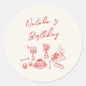 Handgeschriebenes Gezeichnet Spielzeug Geburtstags Runder Aufkleber (Vorderseite)