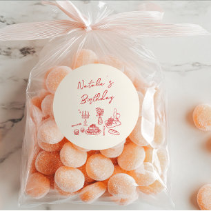 Handgeschriebenes Gezeichnet Spielzeug Geburtstags Runder Aufkleber