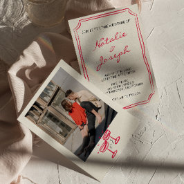 Handgeschriebenes, Gezeichnet Whimsical Retro Foto Einladung