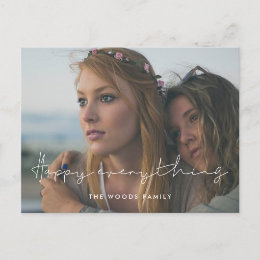 Handgeschriebenes Glück alles Foto Feiertagspostkarte (Vorderseite)