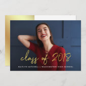 Handgeschriebenes Gold | Foto Grad Party 2018 Einladung (Vorne/Hinten)