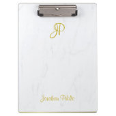 Handgeschriebenes Gold Monogram Elegane Marmor Mod Klemmbrett (Vorderseite)