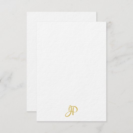 Handgeschriebenes Gold Monogram Personalisiert Cla Mitteilungskarte (Vorne/Hinten)