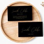 Handgeschriebenes Gold Script Minimalistisch Black Visitenkarte